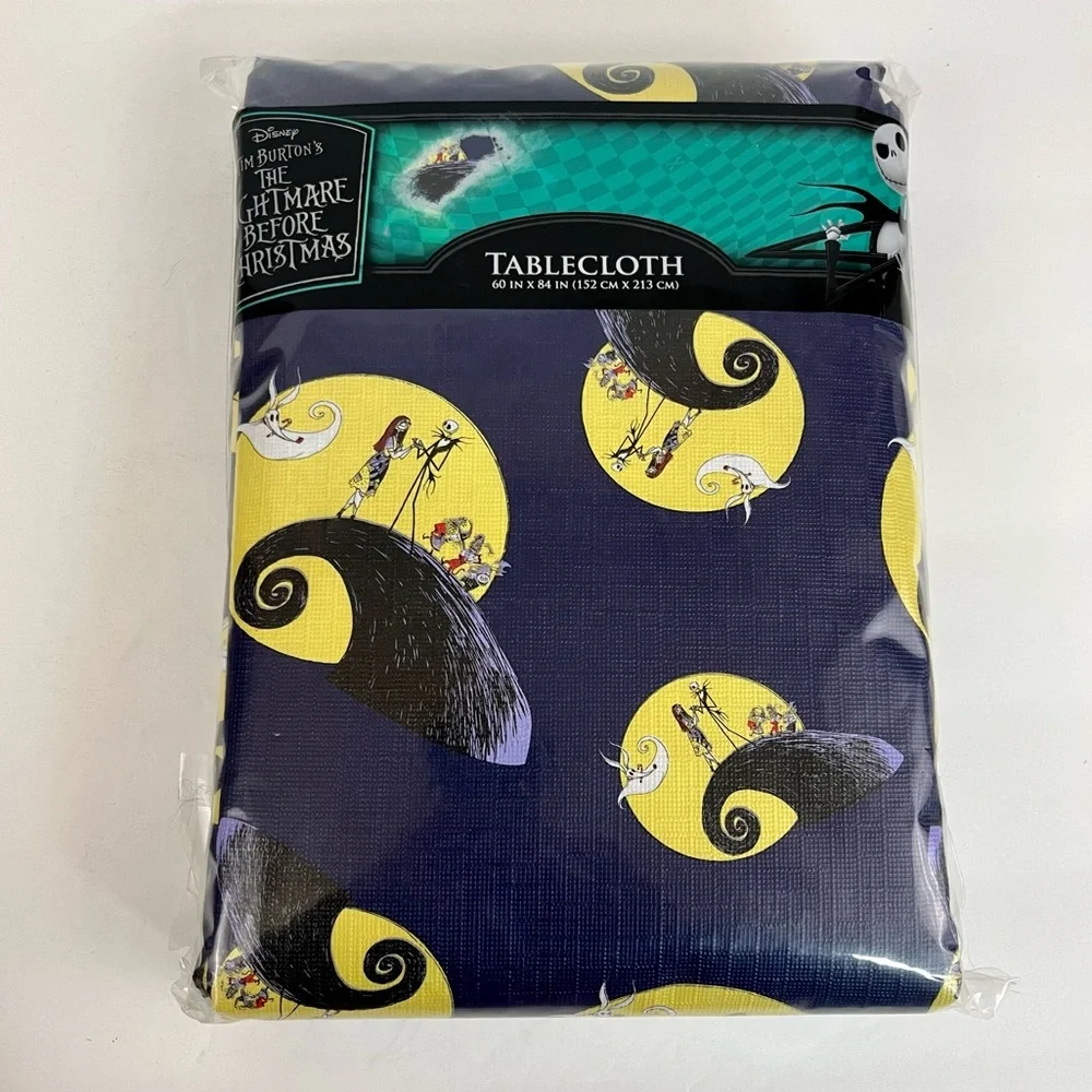 The Nightmare Before Christmas Purple Tablecloth JackSkellington Sally 60” x 84”